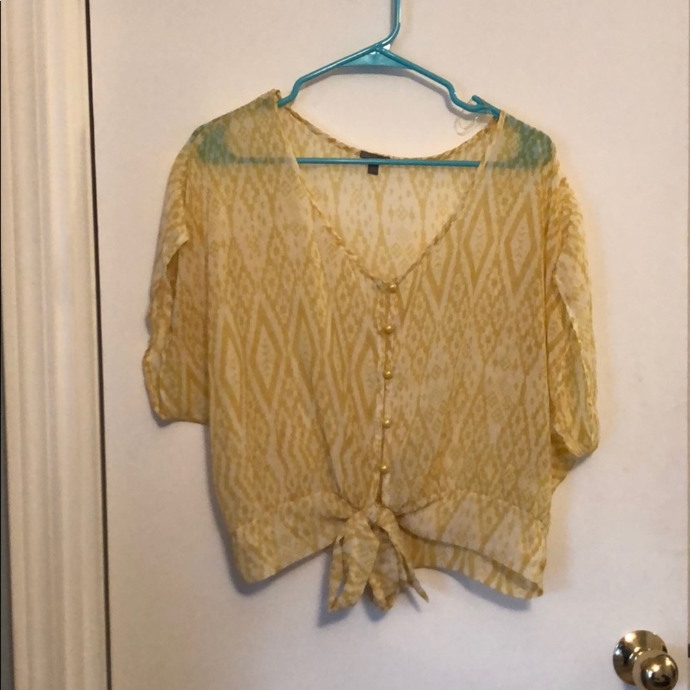 Yellow tie crop top